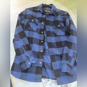 Jachs Blue and Black Plaid Men's Shirt size M — 100% Cotton